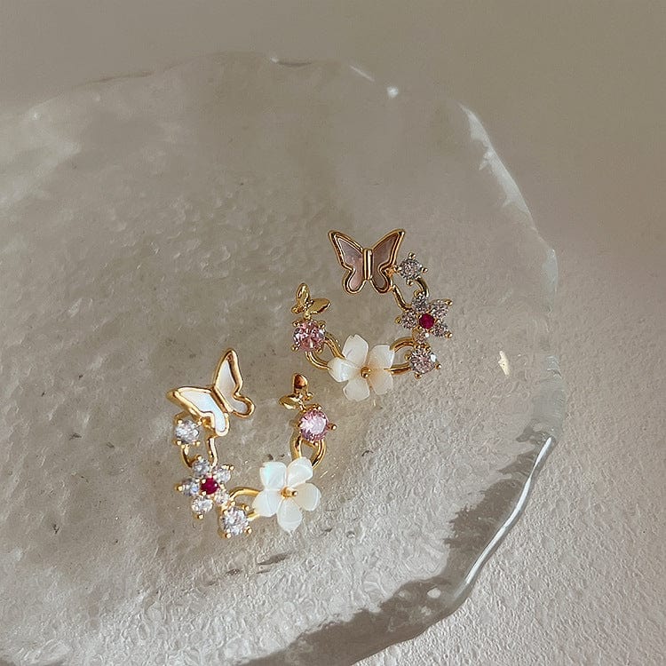 Boucles d'oreilles charmantes en forme de papillon et de coquillage