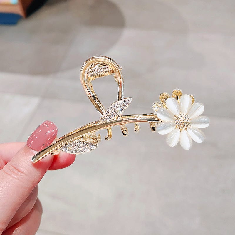Haarspange mit Opal-Gänseblümchen-Blumen-Chignon-Klauenclip