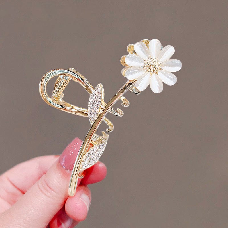 Haarspange mit Opal-Gänseblümchen-Blumen-Chignon-Klauenclip