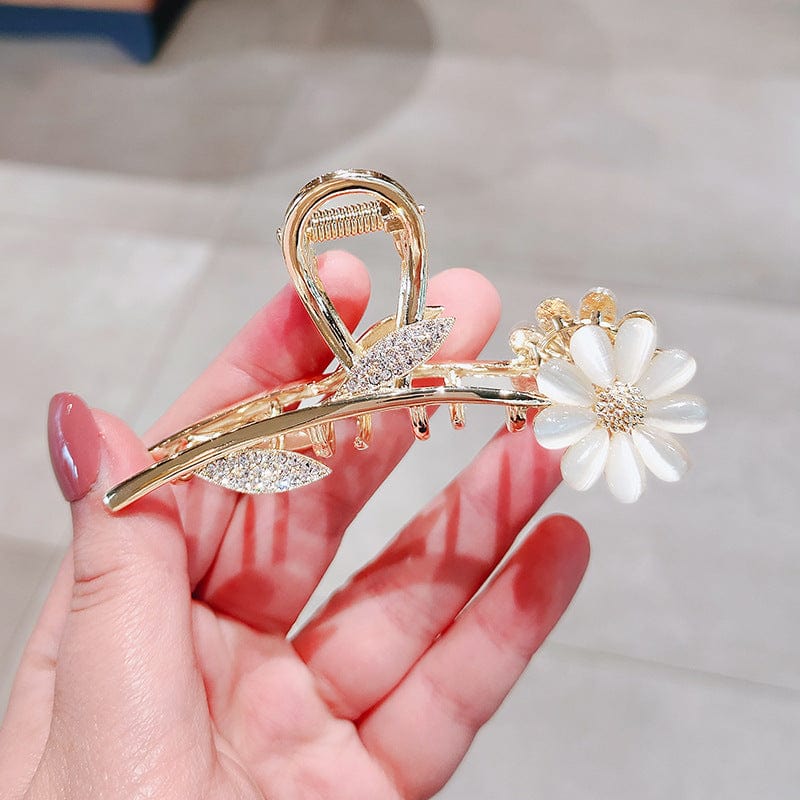 Haarspange mit Opal-Gänseblümchen-Blumen-Chignon-Klauenclip