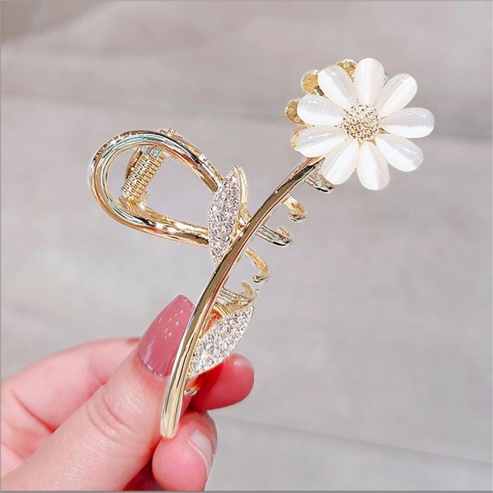 Haarspange mit Opal-Gänseblümchen-Blumen-Chignon-Klauenclip