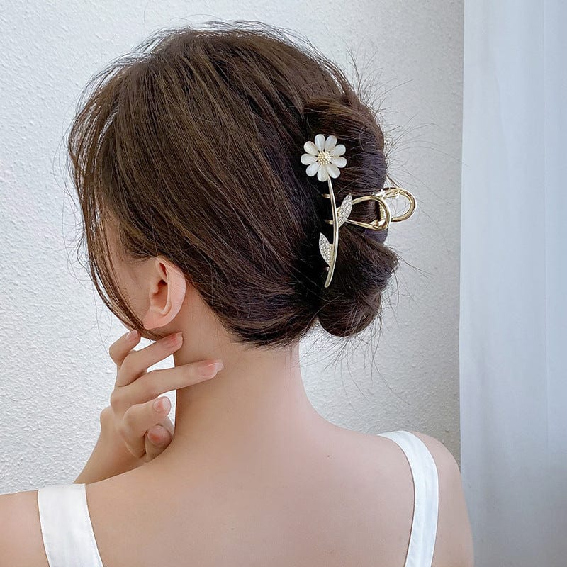 Haarspange mit Opal-Gänseblümchen-Blumen-Chignon-Klauenclip