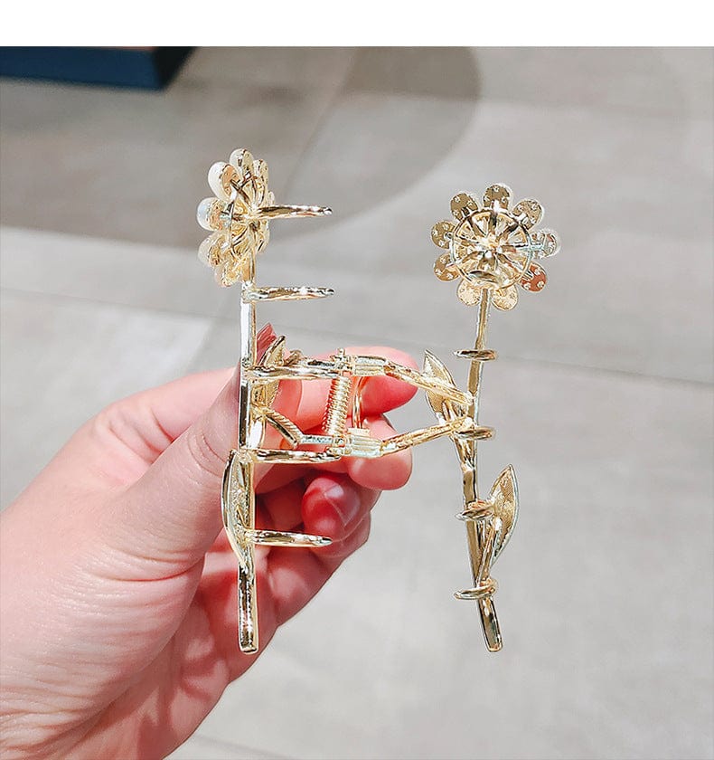 Haarspange mit Opal-Gänseblümchen-Blumen-Chignon-Klauenclip