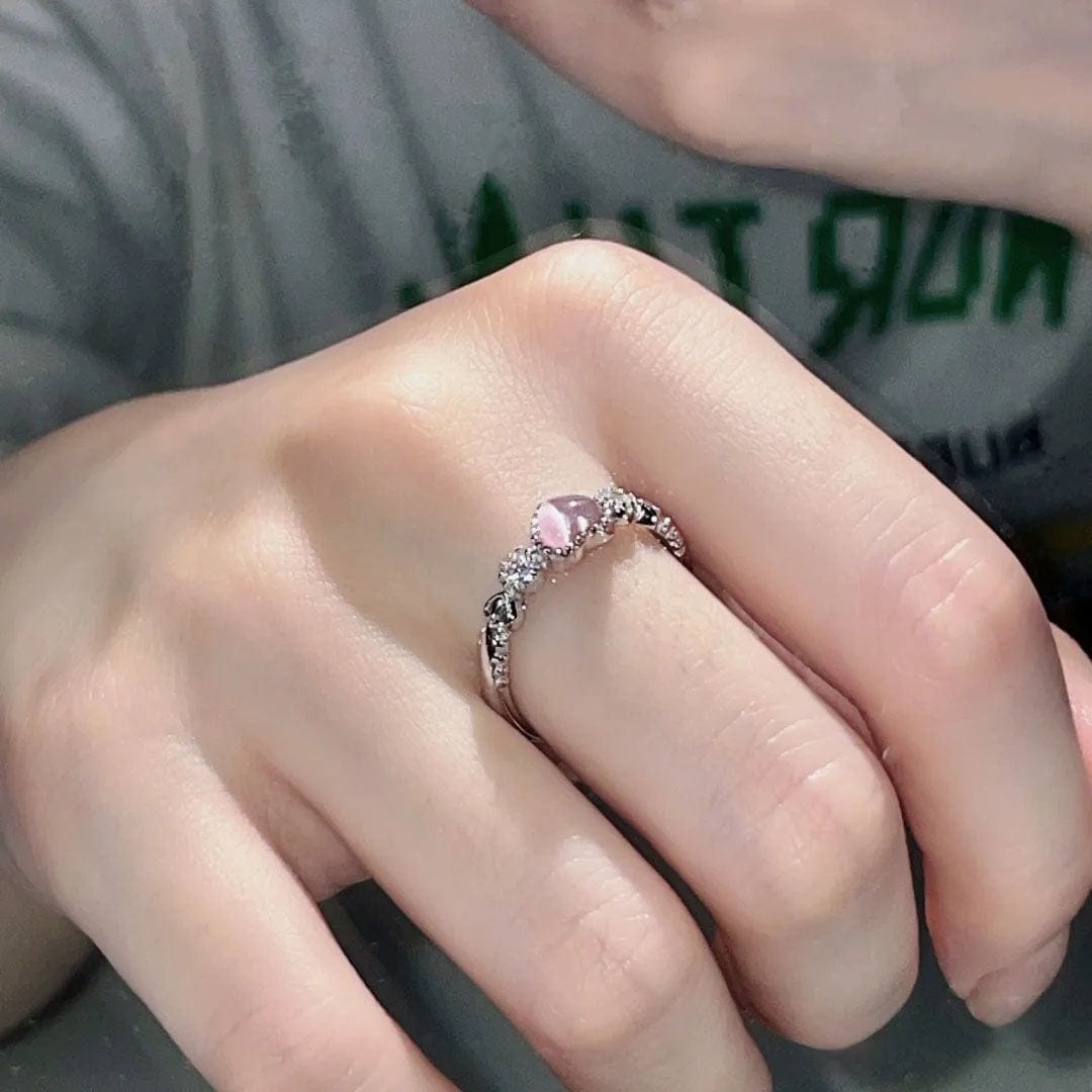 Bague Sweet Chic en Opale Rose en Forme de Coeur
