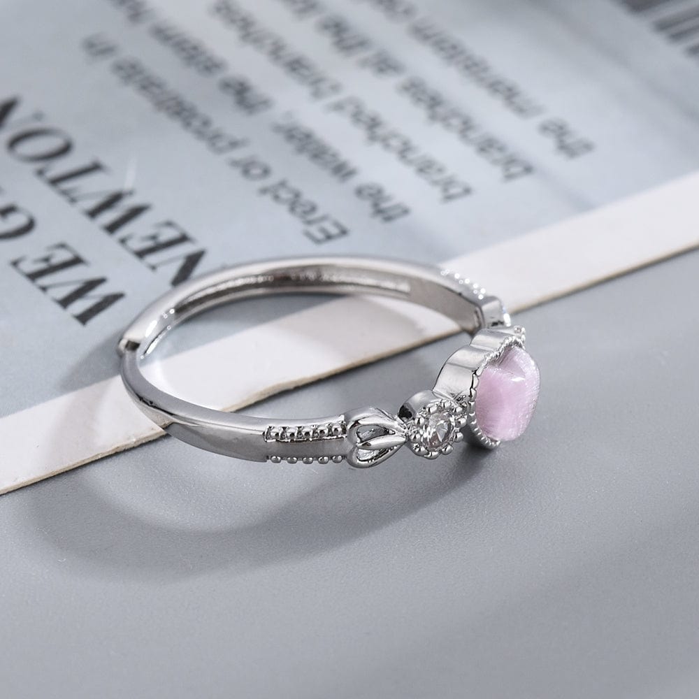 Bague Sweet Chic en Opale Rose en Forme de Coeur
