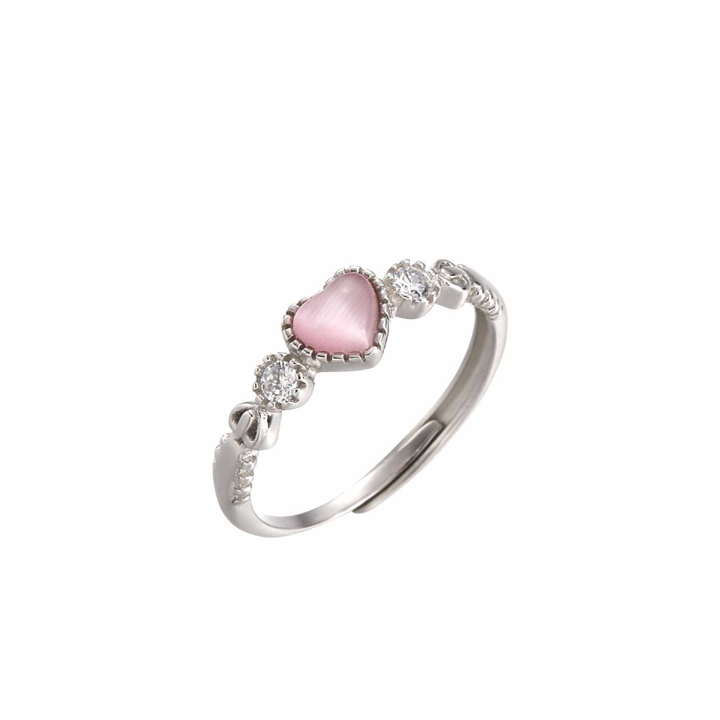 Bague Sweet Chic en Opale Rose en Forme de Coeur