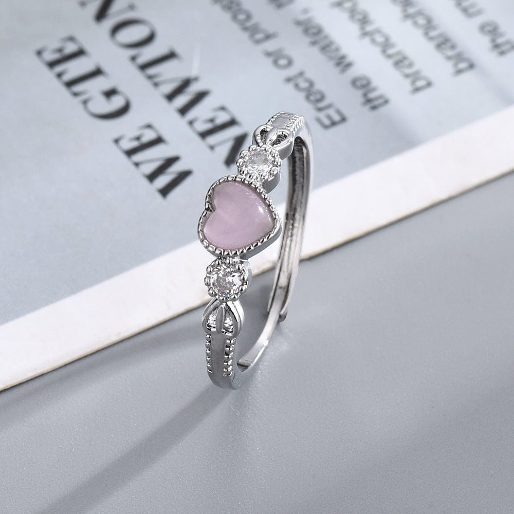 Bague Sweet Chic en Opale Rose en Forme de Coeur
