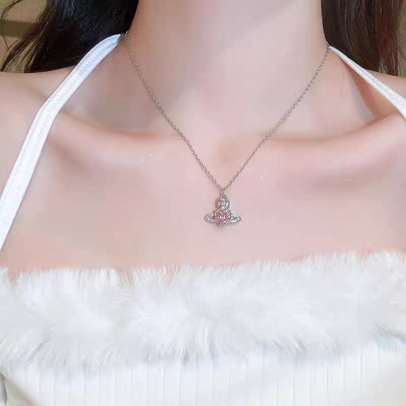 Elegant Saturn Heart Necklace