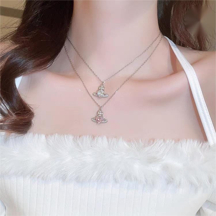 Elegant Saturn Heart Necklace