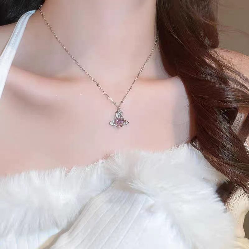 Elegant Saturn Heart Necklace