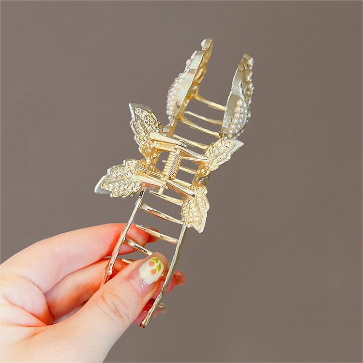 Elegant Pearl Rose Chignon Claw Clip Hair Clip