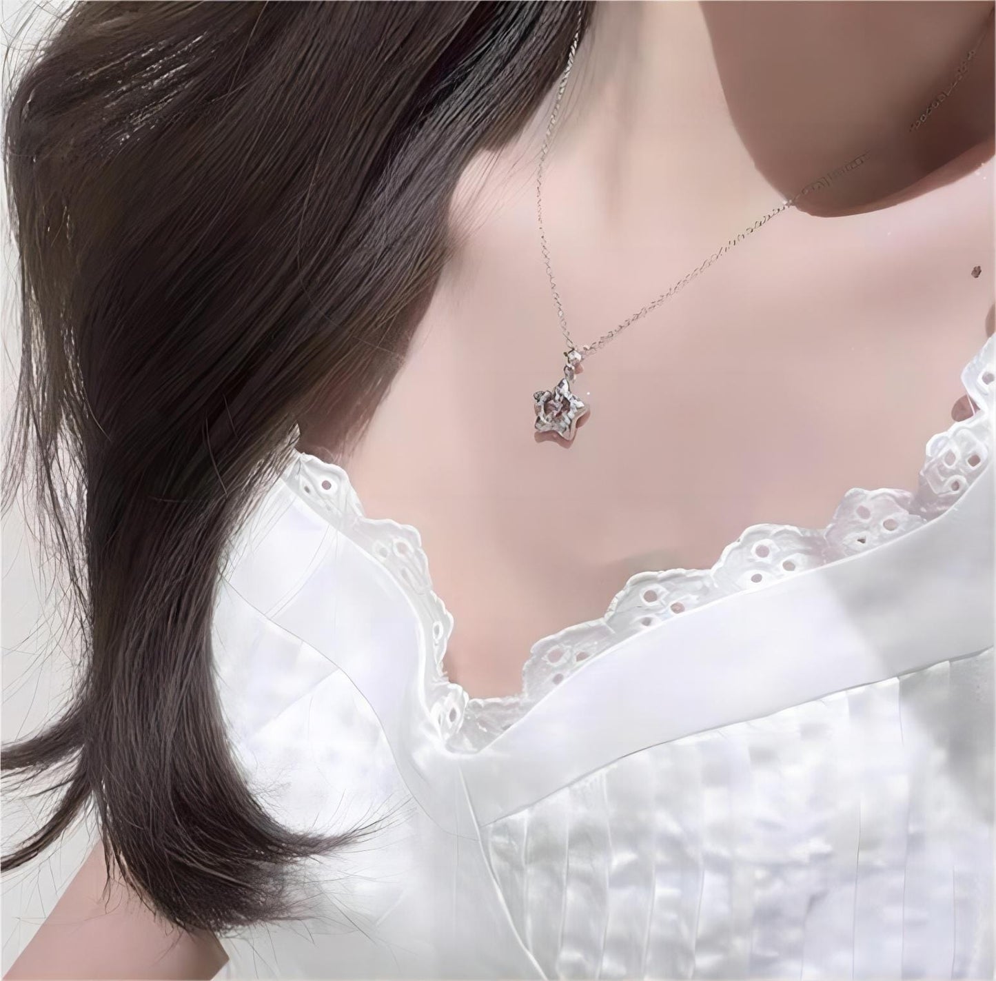 Charmant collier étoile coeur rose