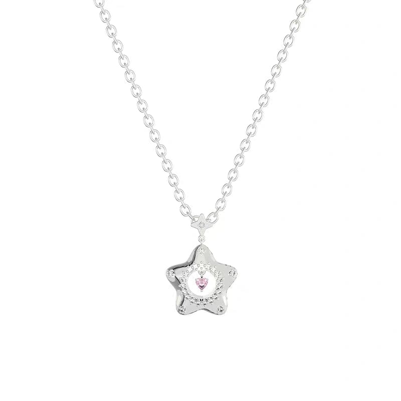 Charmant collier étoile coeur rose