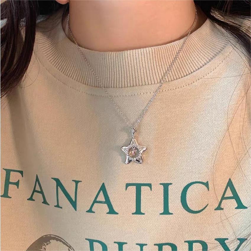 Charmant collier étoile coeur rose