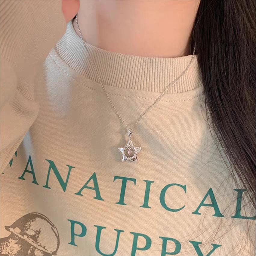 Charmant collier étoile coeur rose