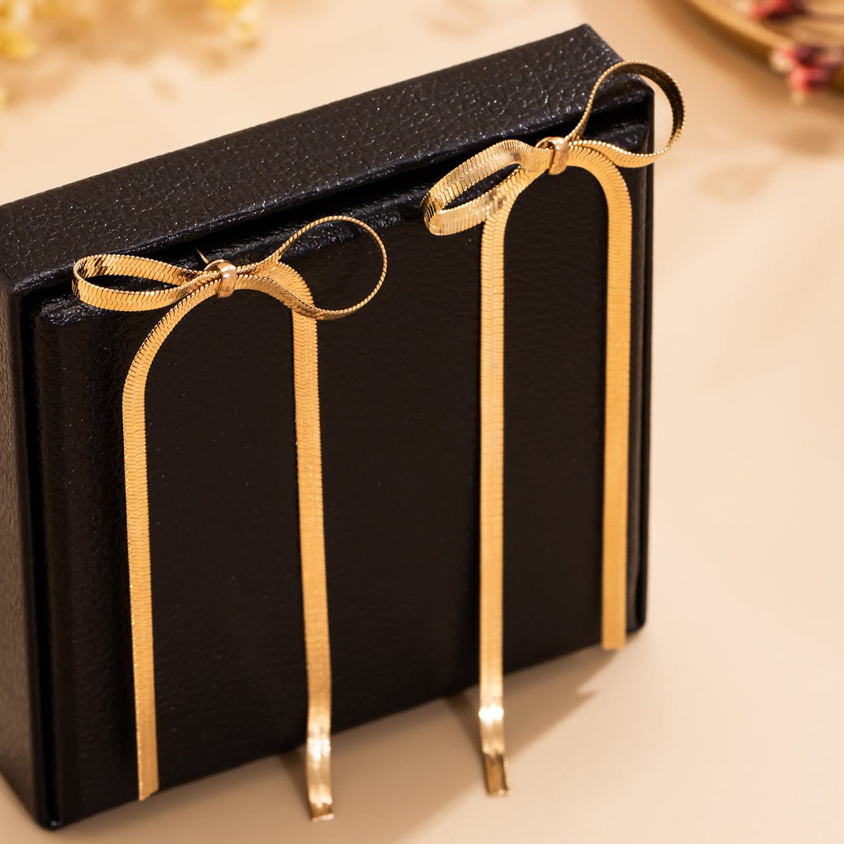 Gold Bow Ribbon Earrings