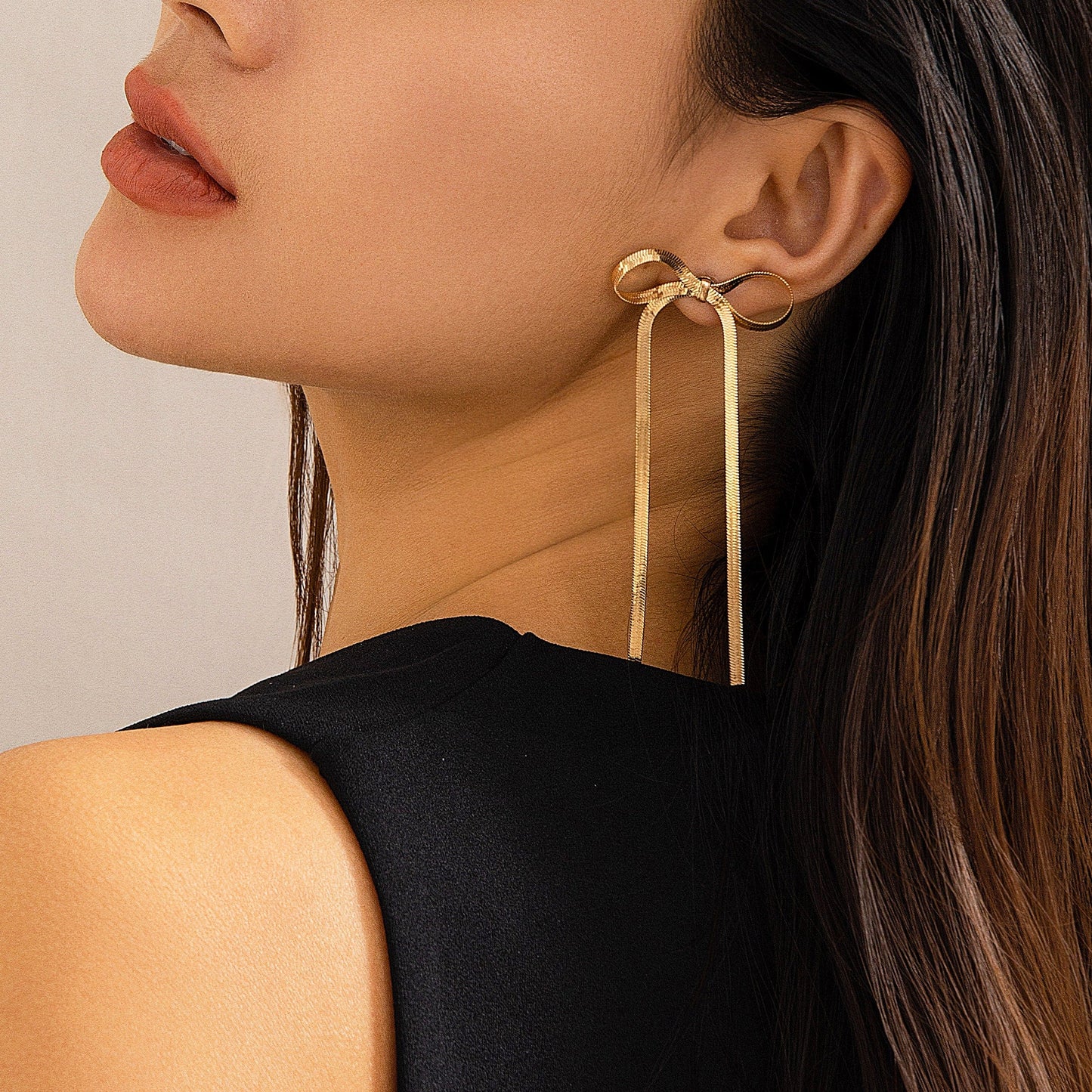 Gold Bow Ribbon Earrings