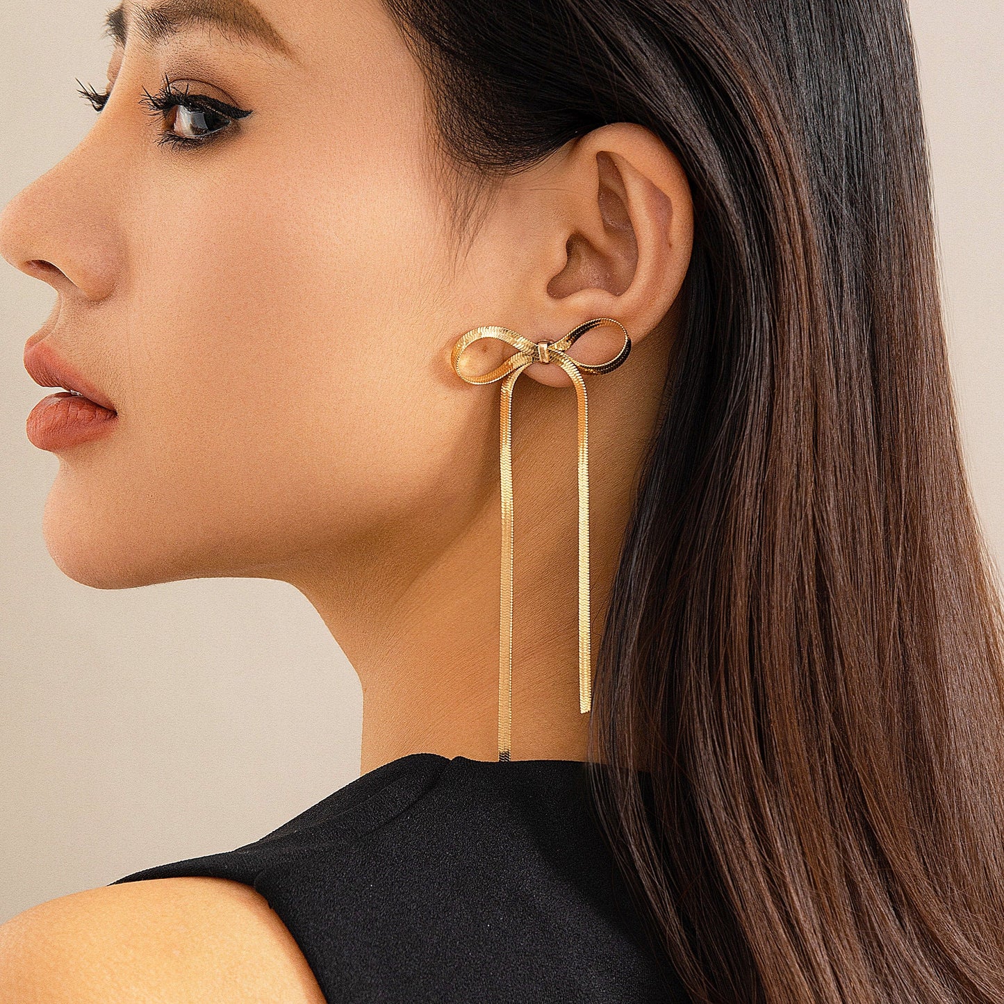 Gold Bow Ribbon Earrings