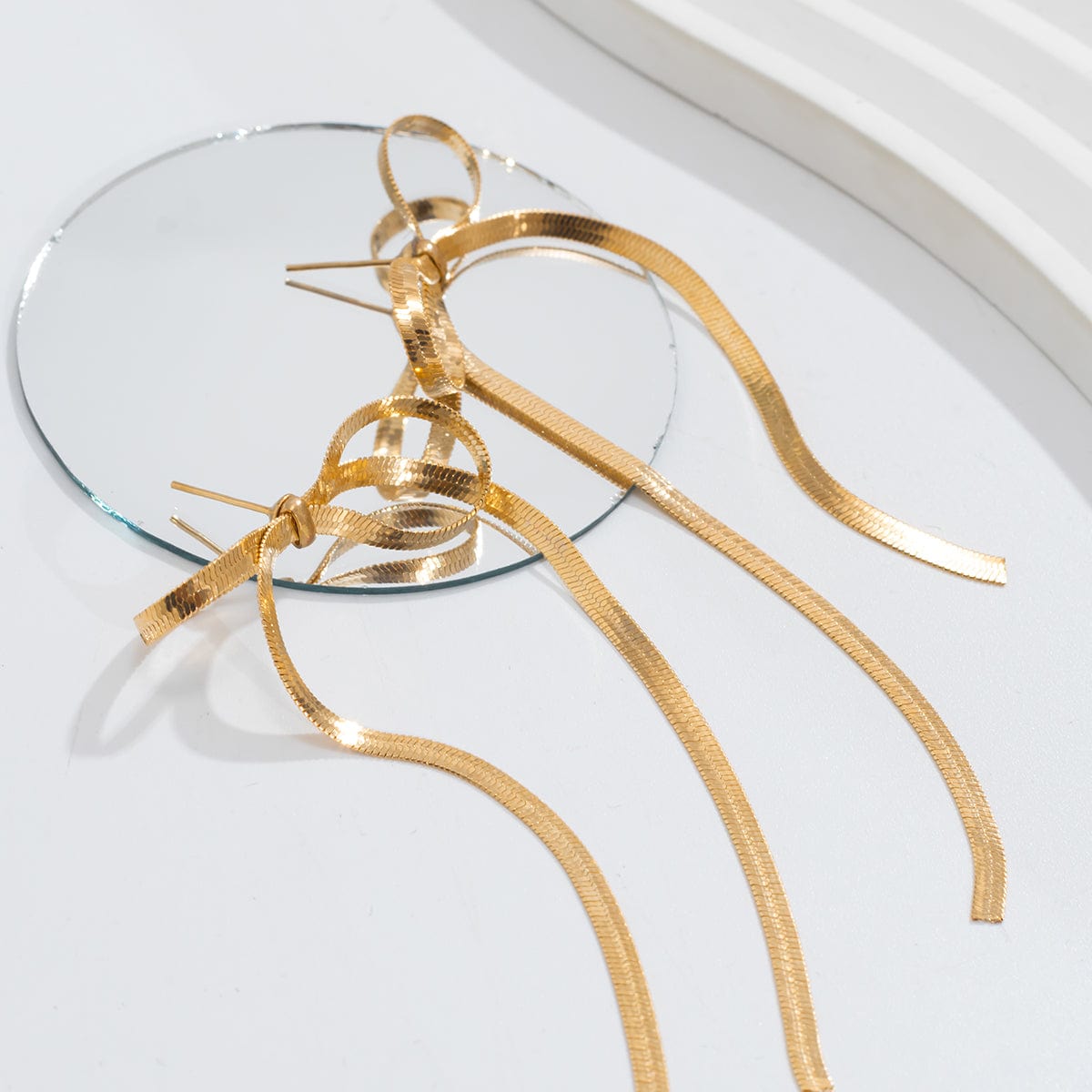 Gold Bow Ribbon Earrings