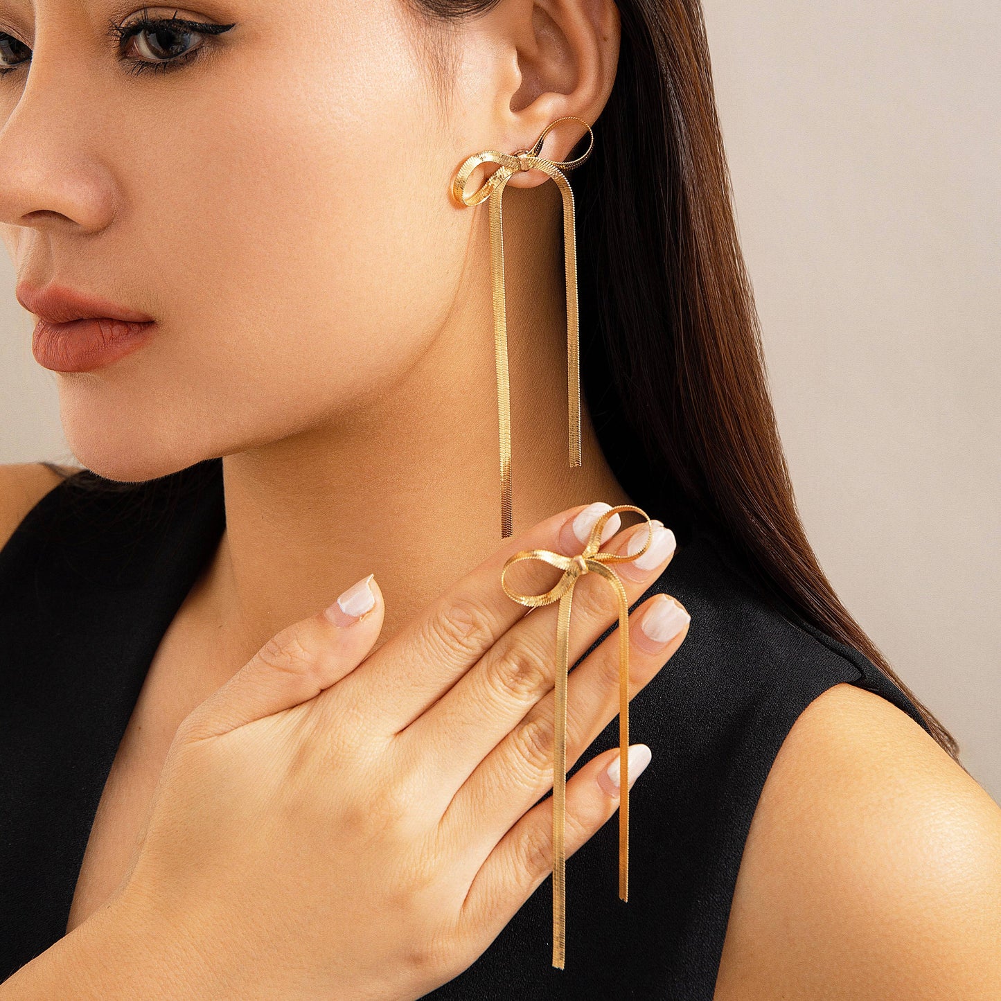Gold Bow Ribbon Earrings