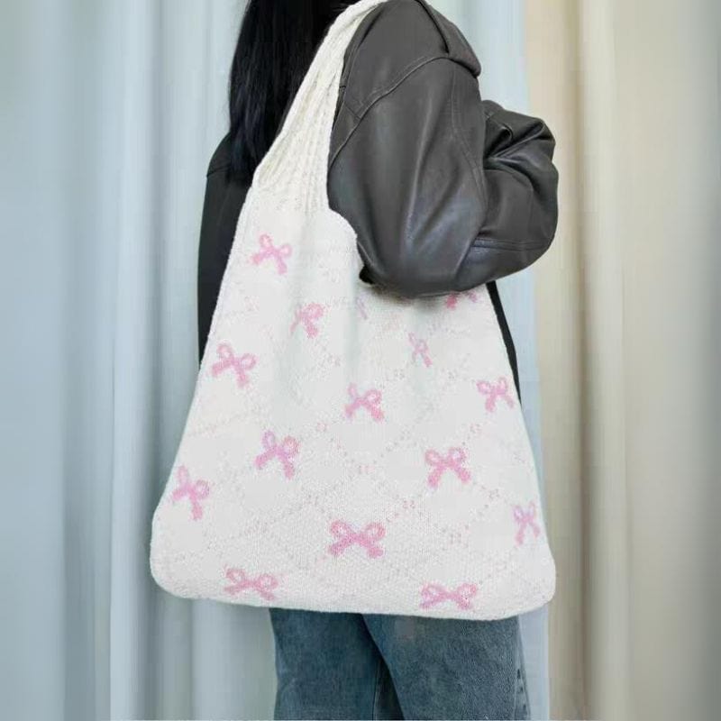 Sweet Bowknote Embroidery Shoulder Bag