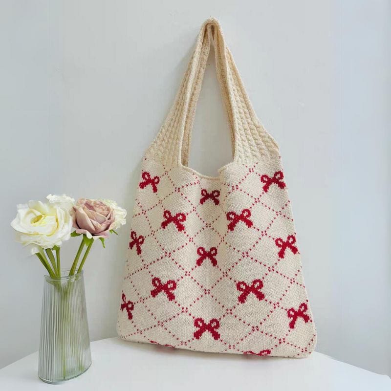 Sweet Bowknote Embroidery Shoulder Bag