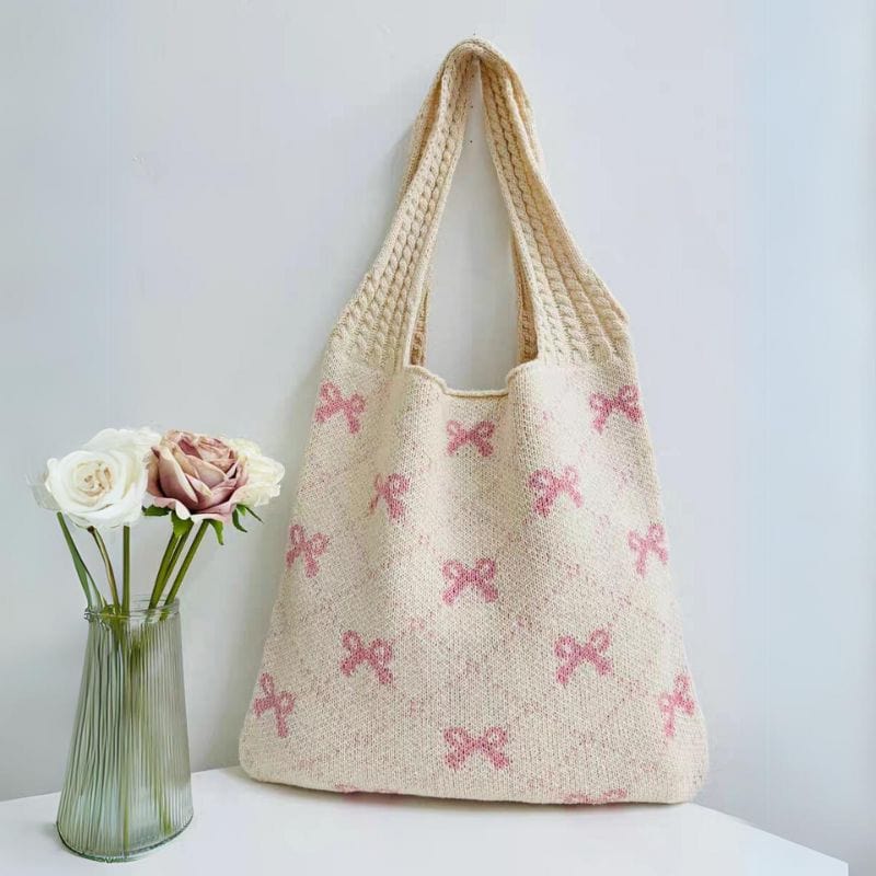 Sweet Bowknote Embroidery Shoulder Bag