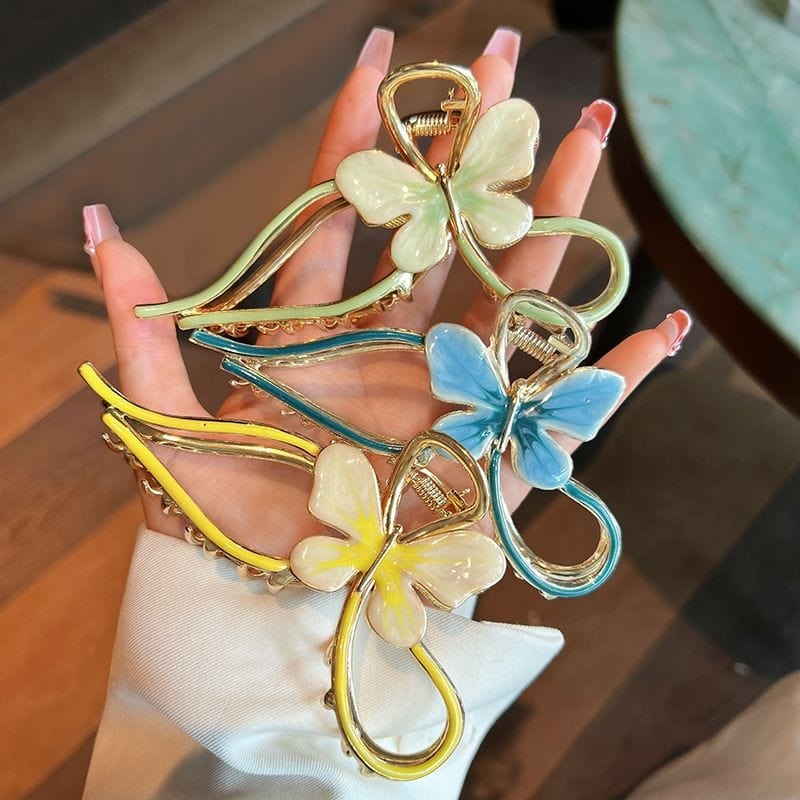 Schicke, trendige, bunte Haarspange mit Schmetterlings-Chignon-Klauenclip
