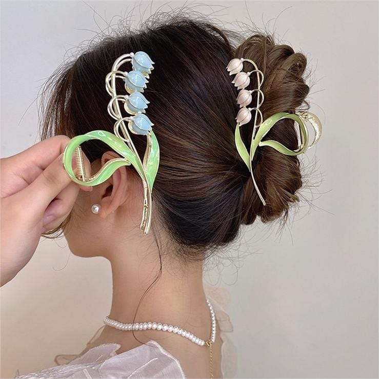 Bunte Maiglöckchen-Chignon-Klauenklammer-Haarspange