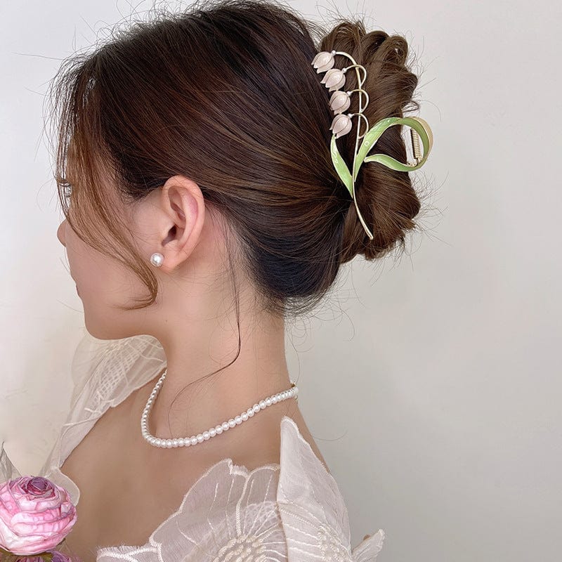 Bunte Maiglöckchen-Chignon-Klauenklammer-Haarspange