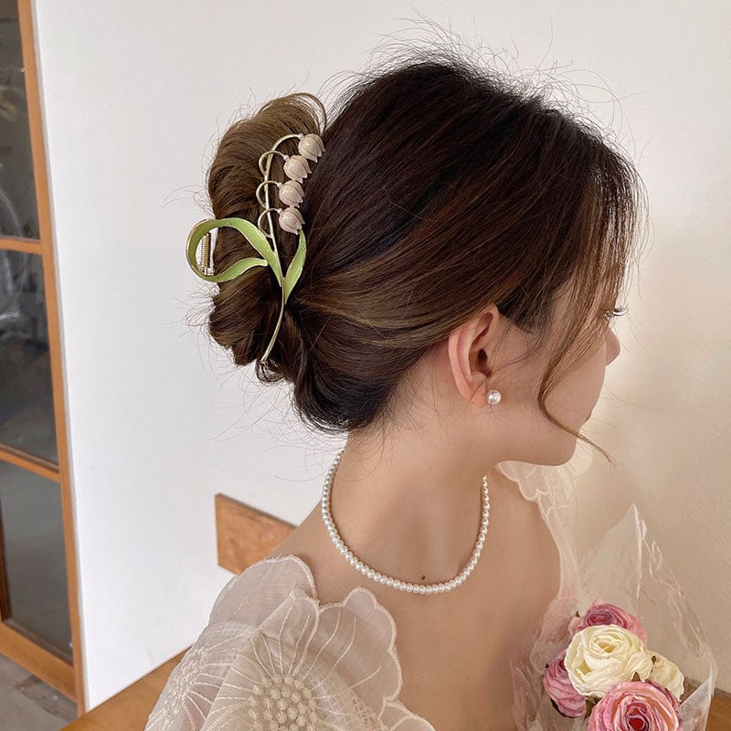 Bunte Maiglöckchen-Chignon-Klauenklammer-Haarspange