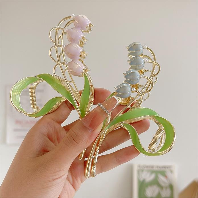 Bunte Maiglöckchen-Chignon-Klauenklammer-Haarspange