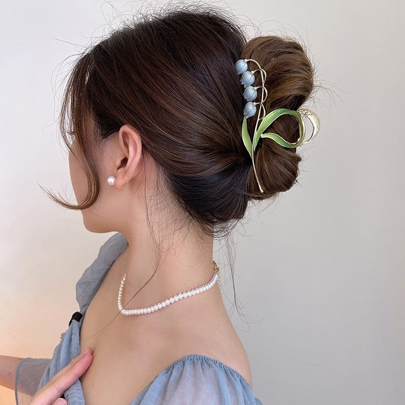 Bunte Maiglöckchen-Chignon-Klauenklammer-Haarspange