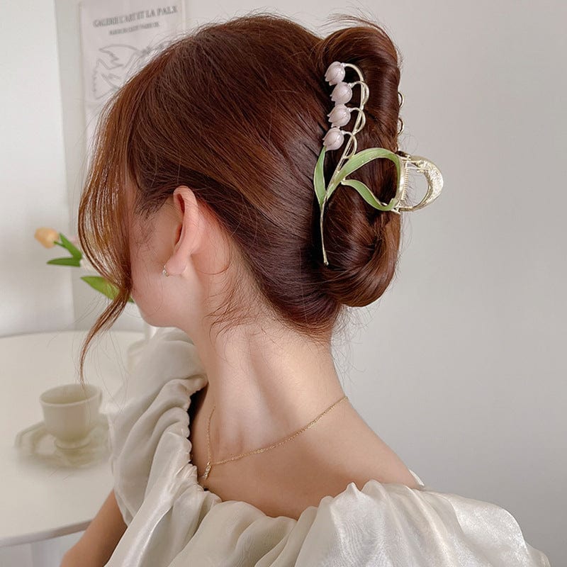Bunte Maiglöckchen-Chignon-Klauenklammer-Haarspange
