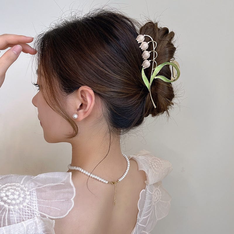 Bunte Maiglöckchen-Chignon-Klauenklammer-Haarspange