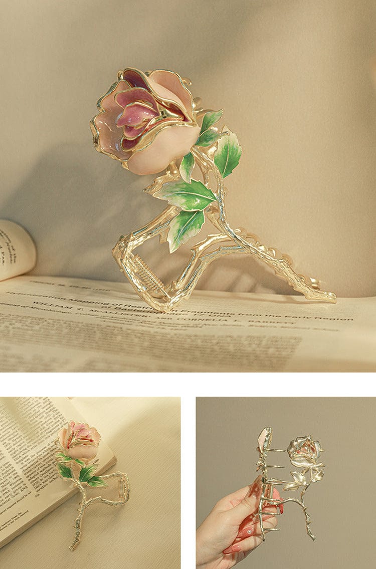 Trendy Rosa Rose Chignon Krallenclip Haarspange