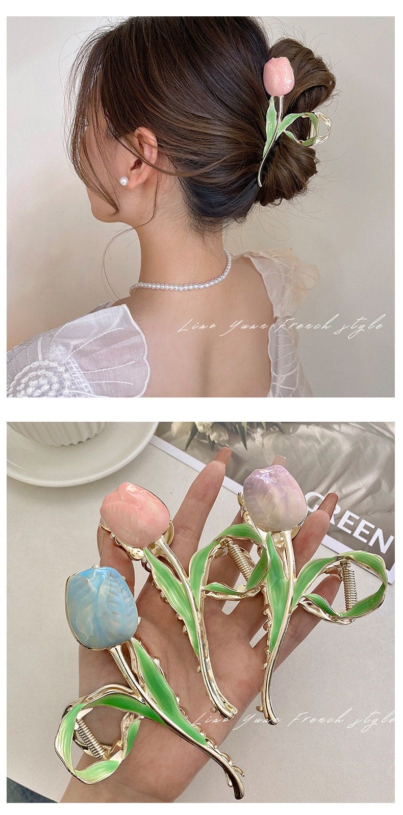 Kawaii Emaille Tulip Chignon Krallenclip Haarspange