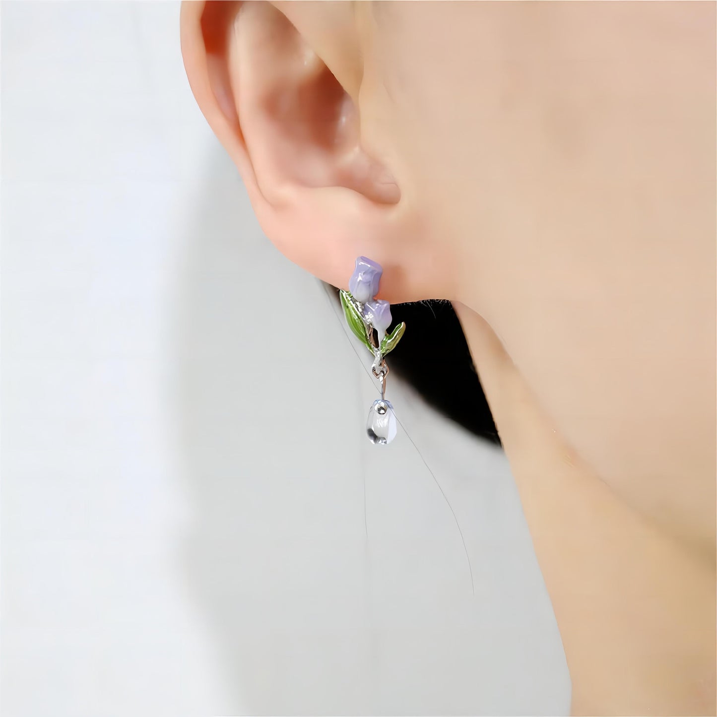 Elegant Enamel Tulip Dangle Earrings
