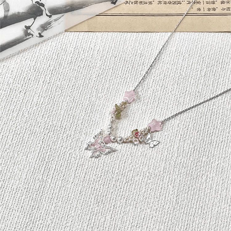 Cute Floral Butterfly Necklace