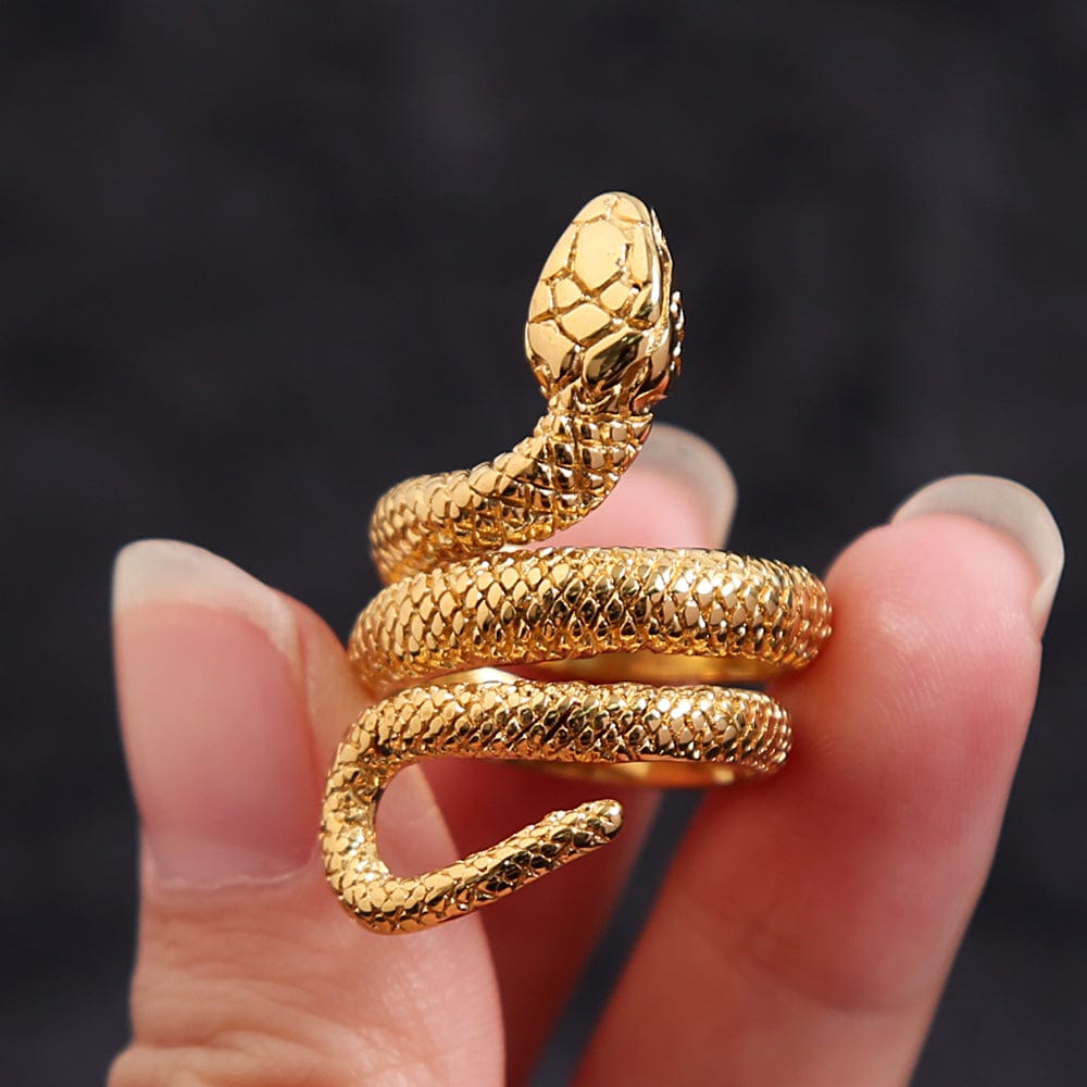 Bague serpent en acier inoxydable ton or et argent