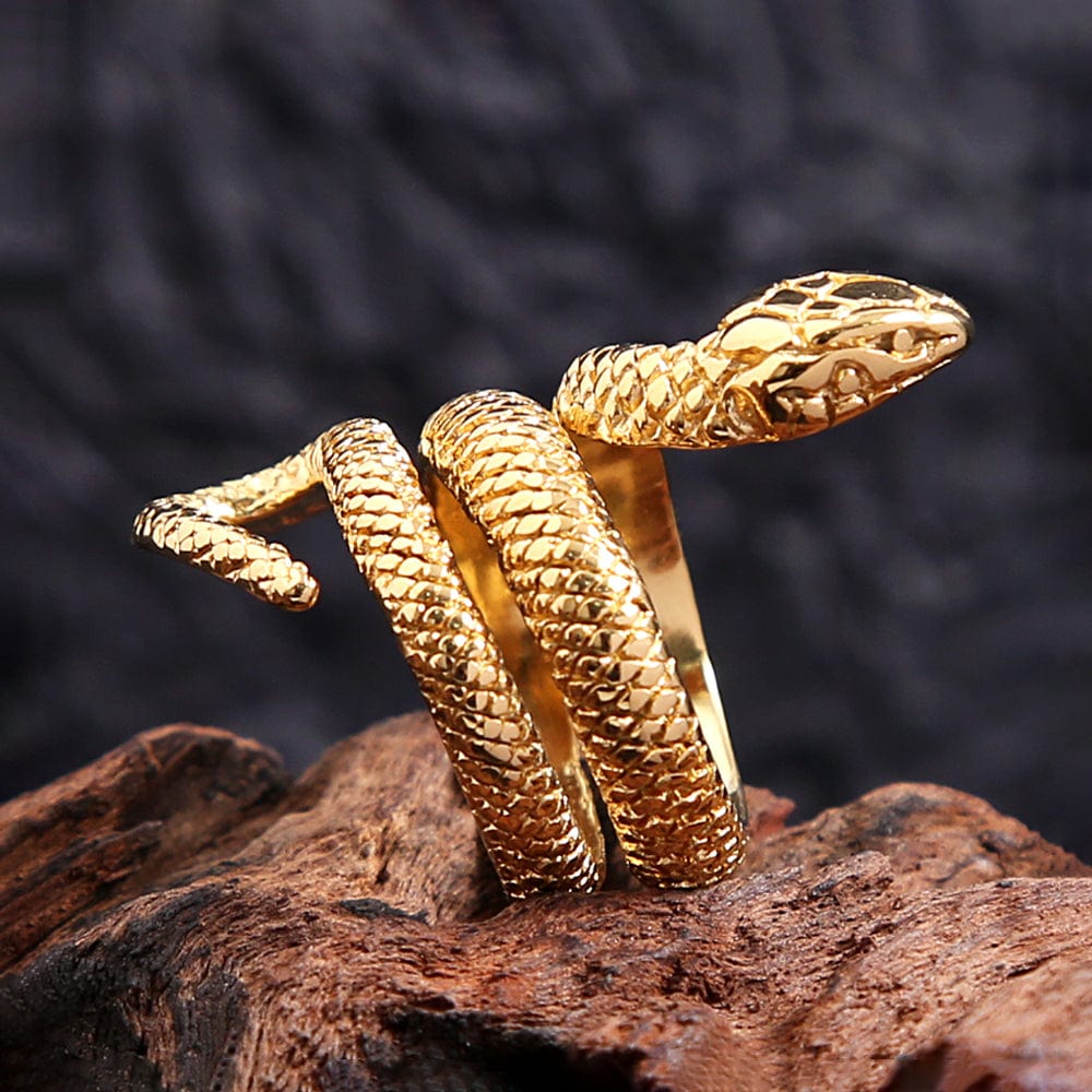 Bague serpent en acier inoxydable ton or et argent