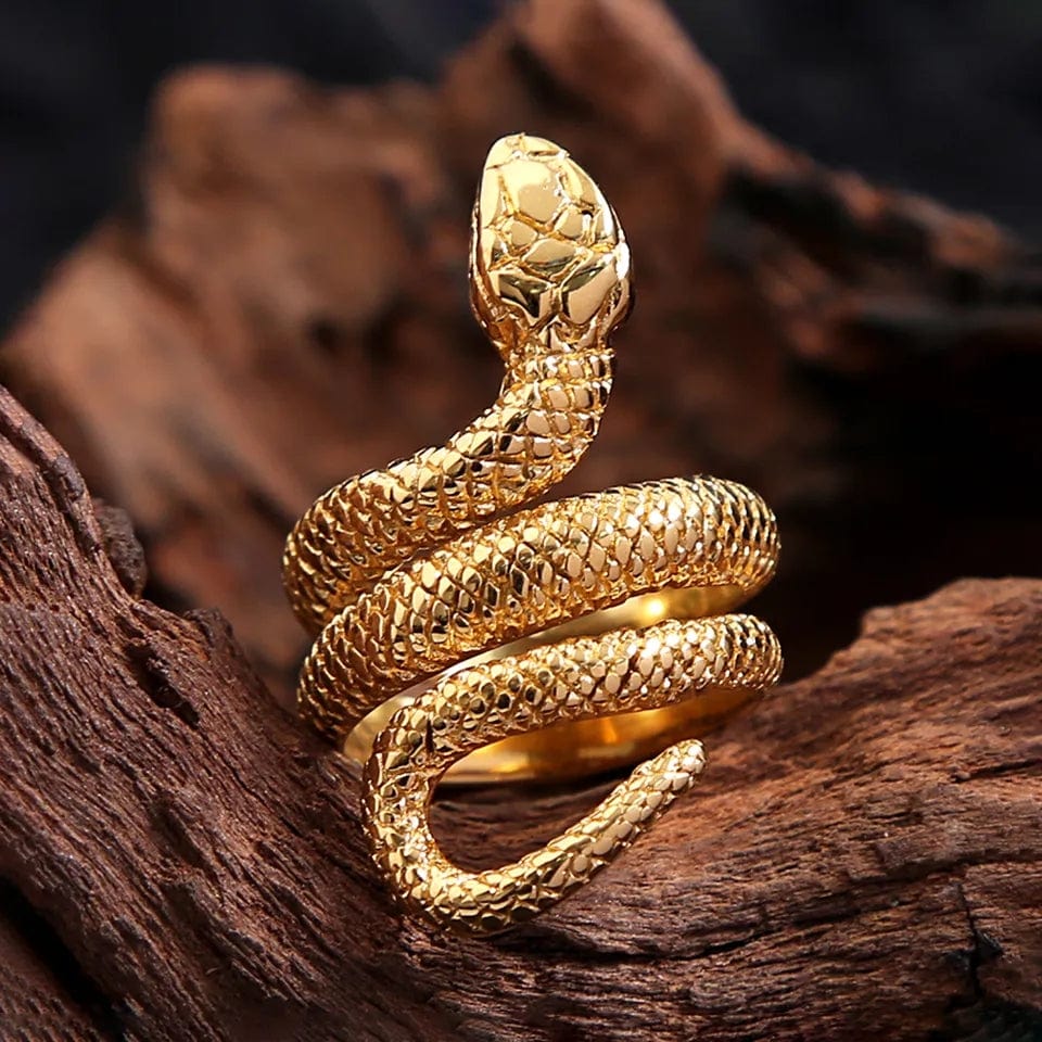 Bague serpent en acier inoxydable ton or et argent