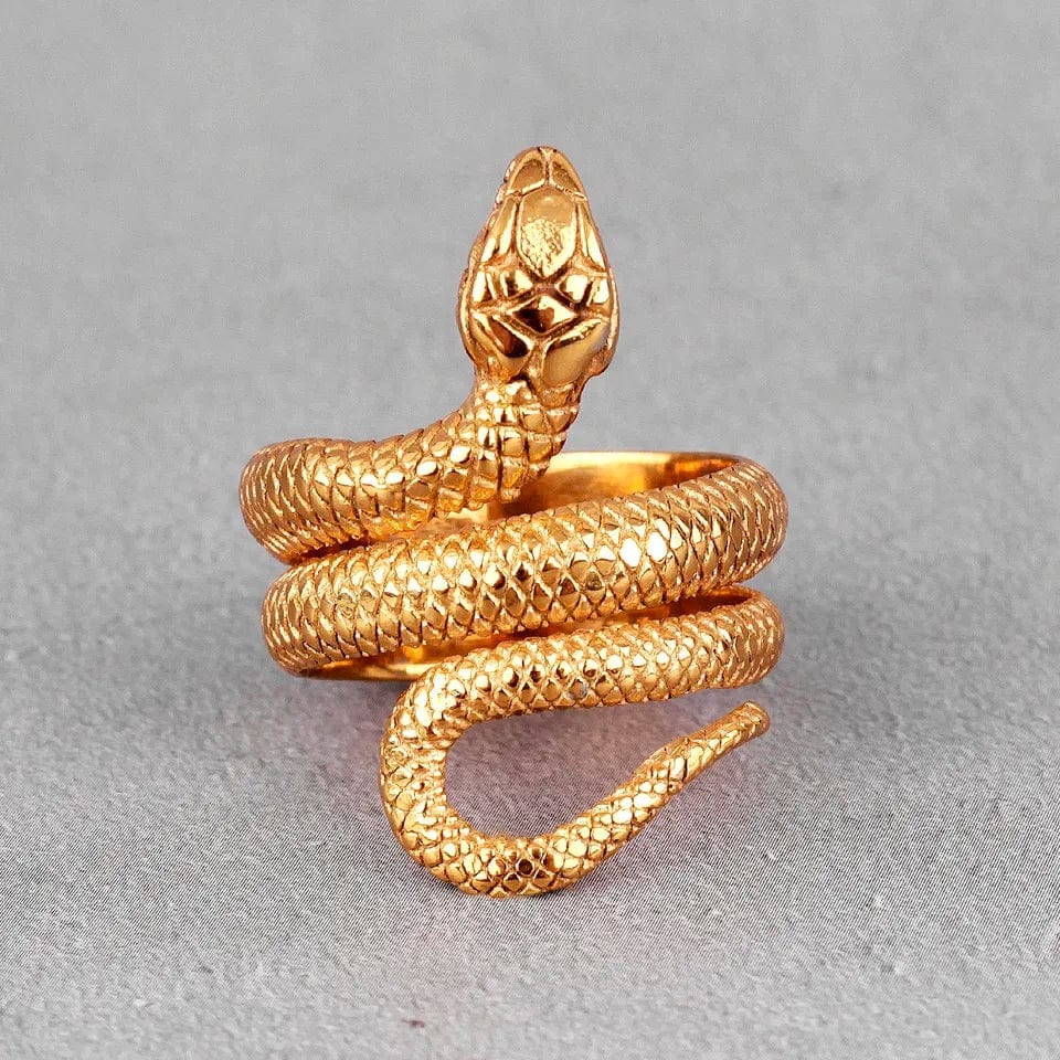 Bague serpent en acier inoxydable ton or et argent