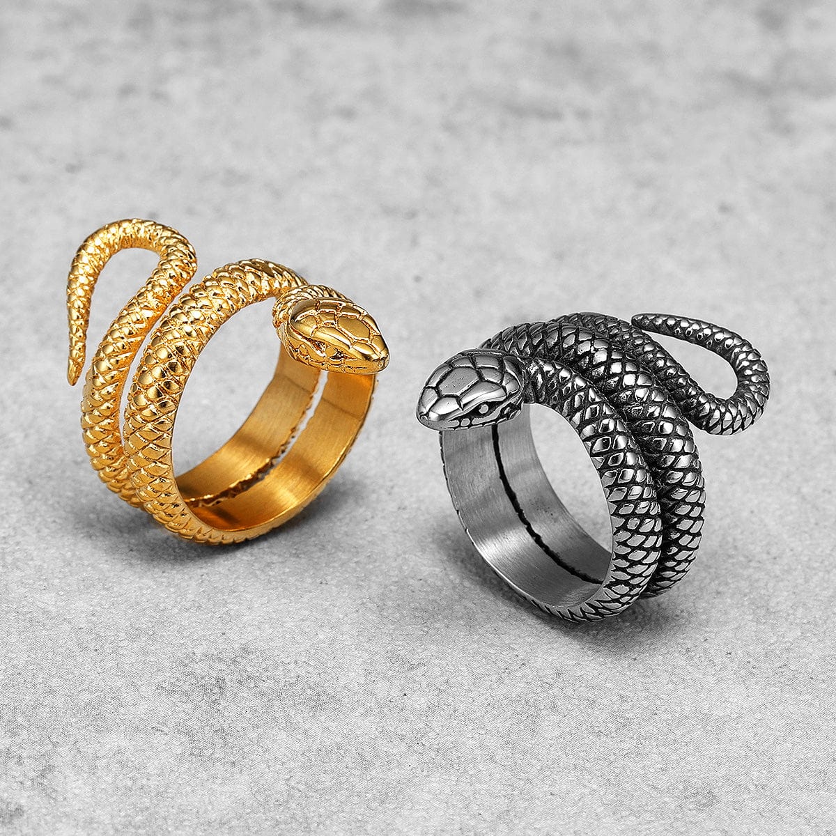 Bague serpent en acier inoxydable ton or et argent