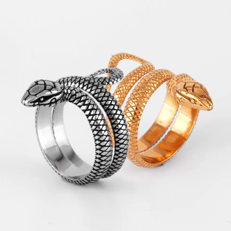 Bague serpent en acier inoxydable ton or et argent