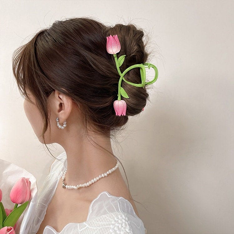 Charming Handmade Colorful Tulip Chignon Claw Clip Hair Clip