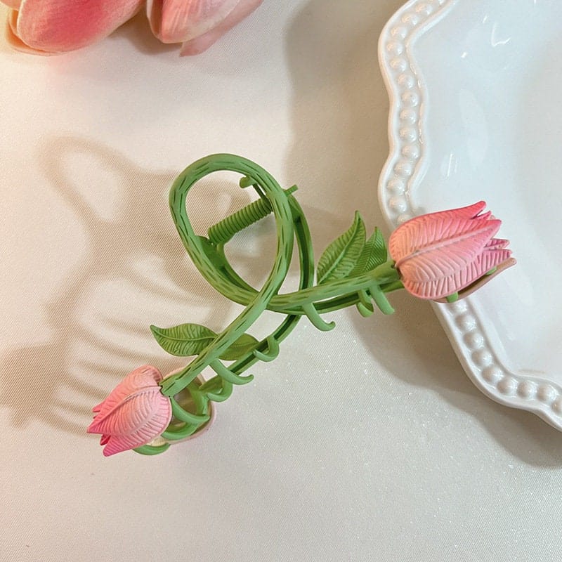 Charming Handmade Colorful Tulip Chignon Claw Clip Hair Clip