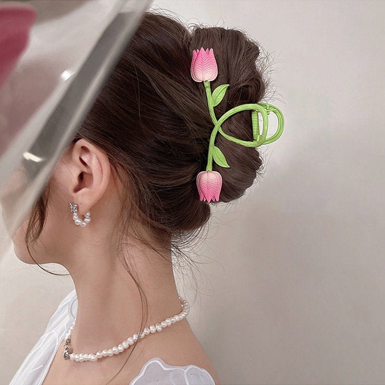 Charming Handmade Colorful Tulip Chignon Claw Clip Hair Clip