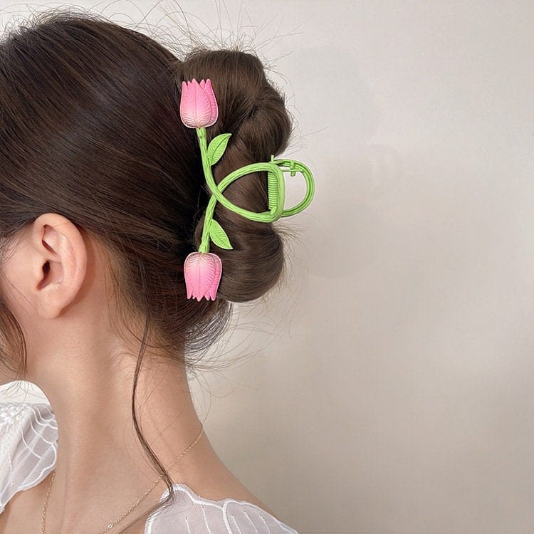 Charming Handmade Colorful Tulip Chignon Claw Clip Hair Clip