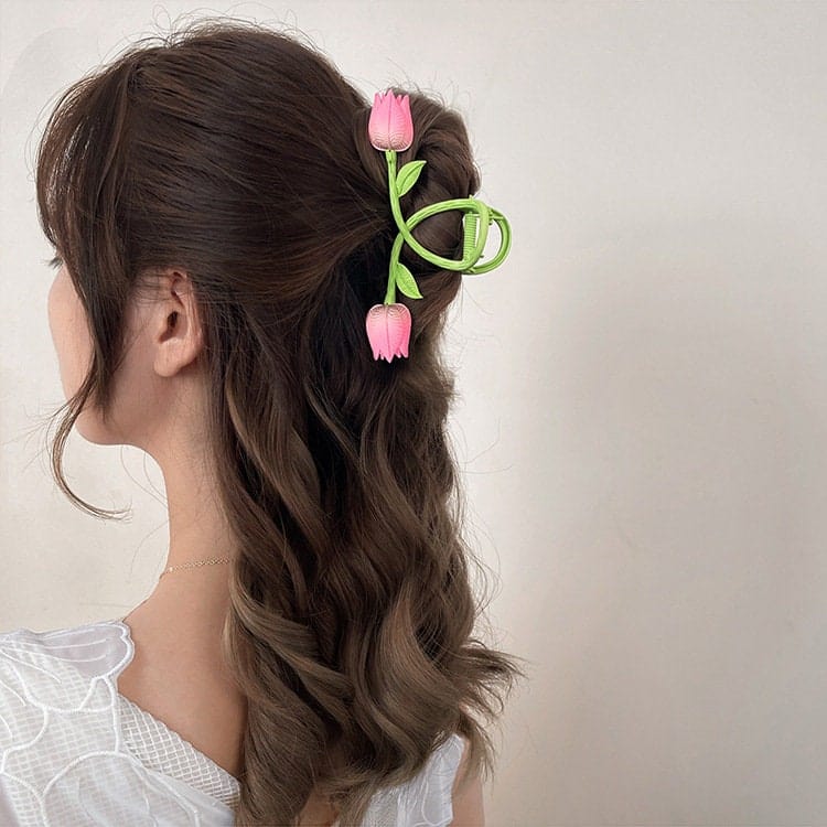 Charming Handmade Colorful Tulip Chignon Claw Clip Hair Clip